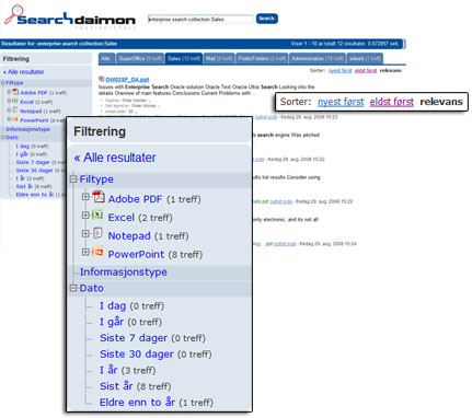 Filter menu