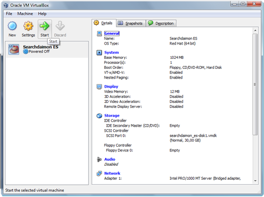 Es on Virtualbox 8